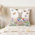 thumbnail image 6 of Easter Bunny Carrots Throw Pillow Covers 18X18 Inches Spring Colorful Floral Green Leaves Pillowcase Soft Cotton Linen Square Spring Cushion Covers for Home Sofa Bedroom, 6 of 6
