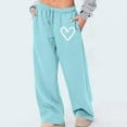 thumbnail image 2 of CHUMUD Women's Open-bottom Fleece Sweatpants Wide Leg Baggy Heart Print Sweat Pants Drawstring High Waisted Jogger Pants with Pockets, 2 of 6