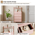 thumbnail image 6 of Dresser for Bedroom with 5 Drawers, Vertical Dresser with 5 Fabric Drawers and 2-Tier Open Shelves, Storage Organizer Unit with Fabric, Sturdy Metal Frame, for Closet, Hallway, Living Room, 6 of 8