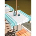 thumbnail image 2 of Outdoor Tablecloth with Umbrella Hole for Patio/Picnic/Party/Camping, Teal Green Striped Waterproof Table Cloth Square Cover Washable, Farmhouse Simple Line Vertical Stripes (54"x 54"), 2 of 9