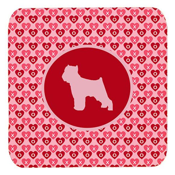 Brussels Griffon Valentine Hearts Foam Coasters - Set 4, 3.5 x 3.5 In.
