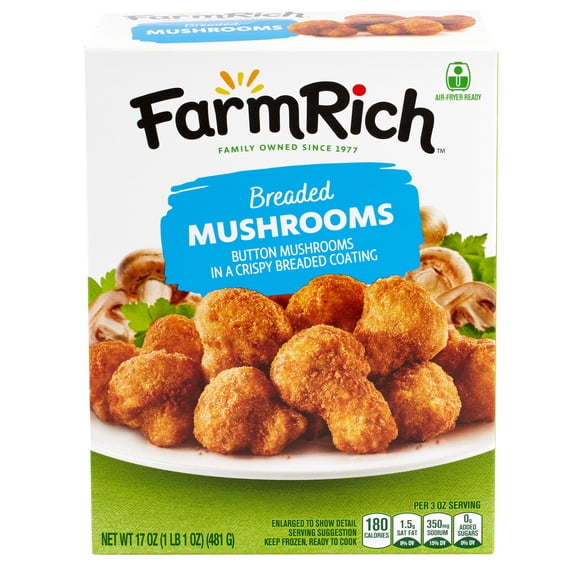 Farm Rich Breaded Mushrooms in a Crispy Breaded Coating, 17 oz (Frozen Snacks and Appetizers)