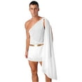 thumbnail image 2 of iiniim Adult Mens Halloween Cosplay Short Toga Ancient Roman Greek God Costume Jumpsuit with Slit Skirt A White M, 2 of 7
