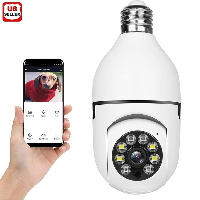 360° 1080P IP E27 Light Bulb Camera Wi-Fi IR Night Smart Home Wireless  Security