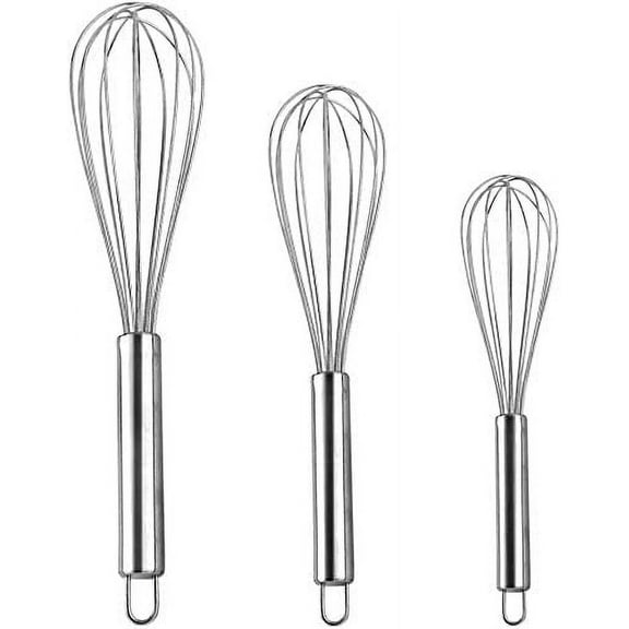 XmhyTop Egg Beater Wisk,Stainless Steel Whisk,Manual Whisk,Balloon Whisk Set,Wire Whisk,Mini Whisk,Milk Blender 8" 10" 12" - Kitchen Utensils for Blending,Whisking,Beating,Stirring -Set of 3