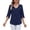 A-Navy324, variant on Women's Blouses V Neck Chiffon Shirts 3/4 Length Sleeve Tops With Ruffle Trim And Flared Cuffs Elegant Office Blouses
