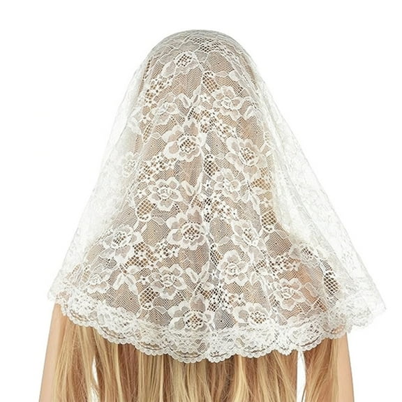 Bride Veil Mantilla Lace Head Covering Wedding Hair Covering White Wedding Veil Headscarf Short Veil