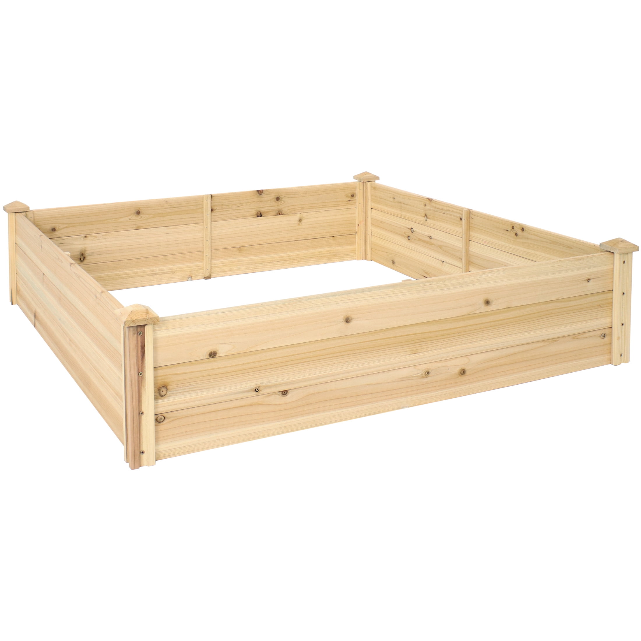 Sunnydaze 48" x 48" x 12" Square Natural Wooden Outdoor Raised Garden Bed