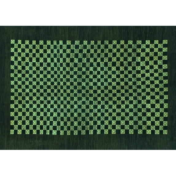 Ahgly Company Machine Washable Indoor Rectangle Checkered Turquoise Blue Modern Area Rugs, 3' x 5'