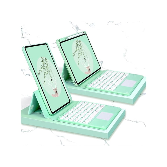 Keyboard Case for iPad 10.2 inch 9th 8th 7th Generation, iPad Pro Air 3, Pro 10.5 with Detachable Magnet Touchpad Keyboard & Pencil Holder, Clear Back Cover