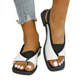 thumbnail image 2 of IUJSOY Women's Clip Toe Sandals Slingback Square Open Toe Splicing Flip Flops Fashion Summer Flats, 2 of 8