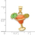 thumbnail image 2 of 14k Gold Orange Margarita Drink With Green Umbrella and Lime 2-d Charm 19.3x18.45mm Wide 6.5mm Thick Pendant Necklace fo, 2 of 2