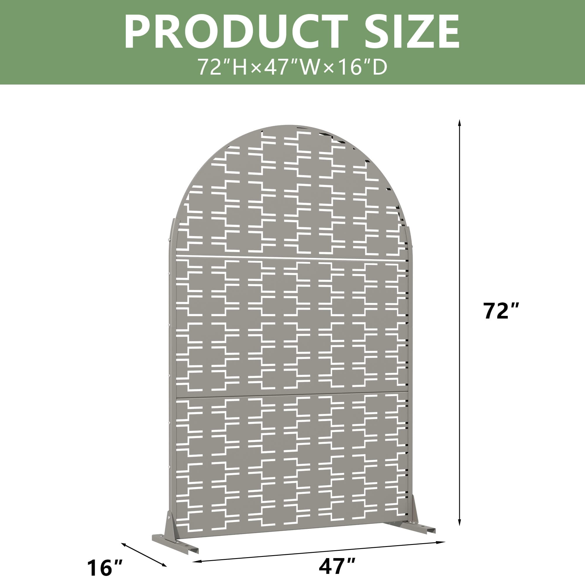 MAYEERTY Outdoor Metal Privacy Screen 6ft × 4ft Gray, 3-Panel Brick Pattern Decorative Screen for Garden