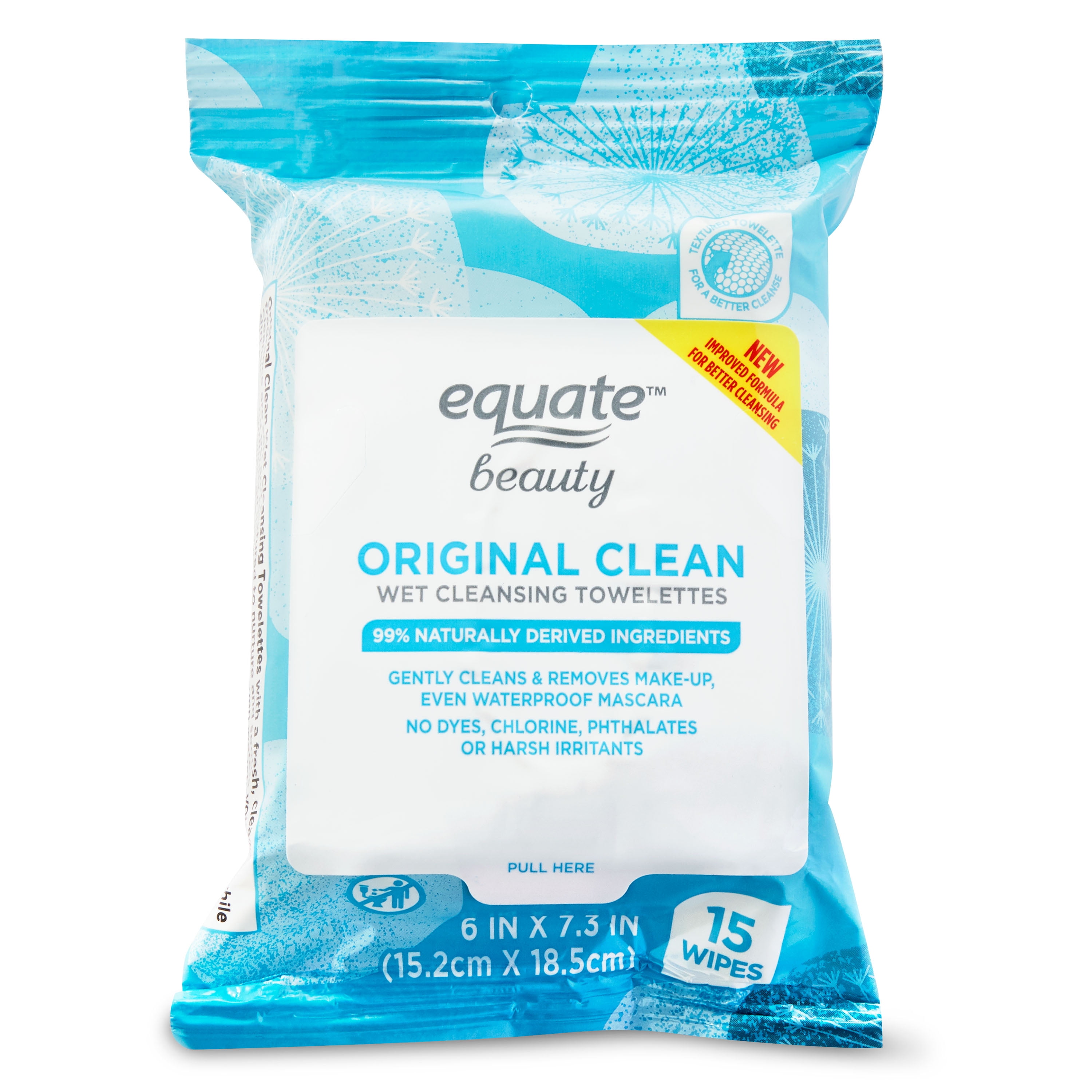 Equate Beauty Original Clean Wet Travel Size Towelettes, 15 Count