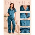 thumbnail image 4 of DAKIMOE Silk Satin Pajamas Set for Women Two-Piece Short Sleeve Shirt with Long Pajama Pant Set Soft Button Down Loungewear Nightwear Pjs Sleepwear for Women, 4 of 10
