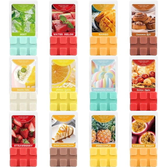 LA BELLEFÉE Wax Melts 12 Pack, Fruit & Dessert Scents Premium Soy Wax Cubes 15oz Total for Wax Warmer Home Fragrance
