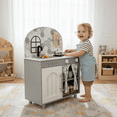 thumbnail image 5 of TLSUNNY Kids Play Kitchen, Wooden Kitchen Playset with Sink, Stove, Cooking Accessories, Educational Gift for Ages 3+, 5 of 10