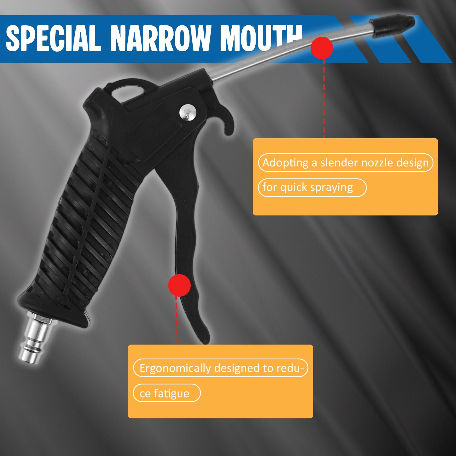Air Blow Firearm Kit with 16ft Hose Air Duster Blow Kit Metal Structure Sturdy Robust High Strength Large Flow for Dust Blowing Operations