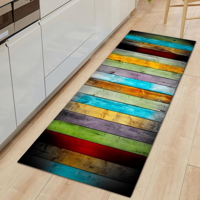 CLEARANCE!!Home Decoration Carpet Kitchen Runner Mat Non Slip Laundry Room Rug Rustic Wood Grain Pattern