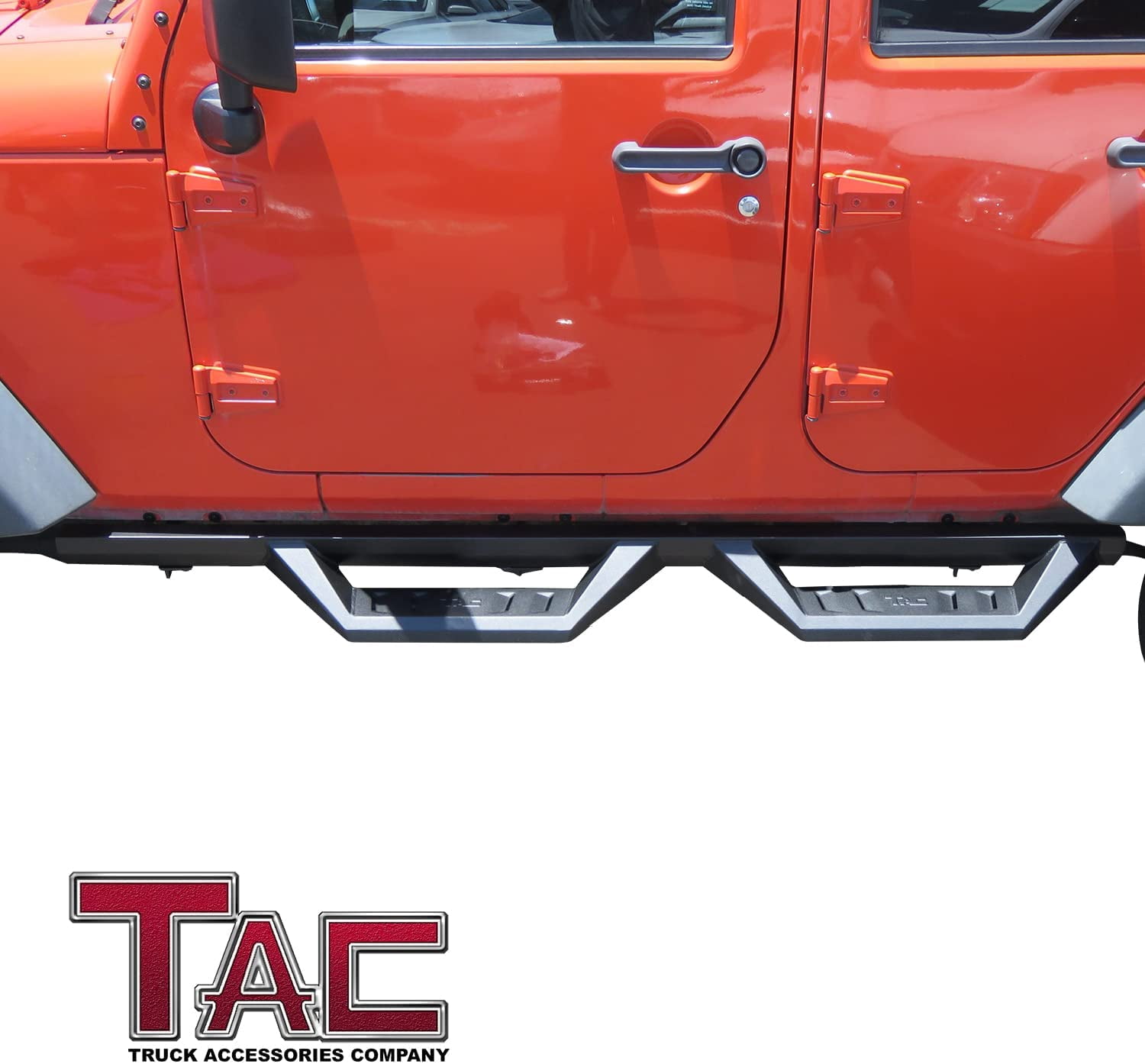 TAC Sidewinder Running Boards Fit 2007-2018 Jeep Wrangler JK 4 Door SUV 4” Drop Side Steps Nerf Bars Rock Slider Fine Texture Black Off-Road Accessories (2pcs)