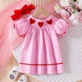thumbnail image 2 of Tisuna Newborn Girls Summer Dress Polka Dot Heart Print Short Sleeve Crew Neck Dresses Cute Stylish Baby Girls Festival Birthday Party Outfits With Headband Pink Size 18-24 Months, 2 of 9