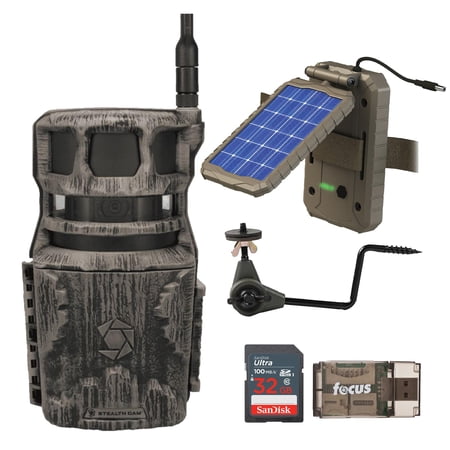 Stealth Cam Revolver 40MP Pro 360-Degree Cellular Trail Camera Bundle with Solar Power Panel Trail Camera Holder 32GB Ultra SDHC UHS-I Memory Card and SD USB 2.0 Card Reader (5 Items)