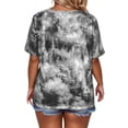 thumbnail image 5 of Womens Plus Size Summer Tops Casual Lace Up Front T Shirts Tie Dye V Neck Tees Trendy Short Sleeve Tunics XL-5XL, 5 of 7