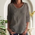 thumbnail image 2 of Zedker Long Sleeve Blouse for Women Crew Neck Loose Fit Summer Casual Tops/T-shirt With Fringes Top Gray XL, 2 of 6