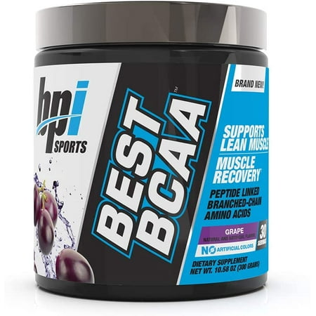 BPI Sports Best BCAA - BCAA Powder - Branched Chain Amino Acids - Muscle Recovery - Muscle Protein Synthesis - Lean Muscle - Improved Performance – Hydration – Grape - 30 Servings - 10.58 oz