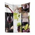 thumbnail image 1 of Wine Soft Flannel Fleece Throw Blanket, Wine Collage with Cask Bottle Wineglass Grape Gourmet Taste Beverage, Cozy Plush for Indoor and Outdoor Use, 70" x 90", Pale Green Burgundy, by Ambesonne, 1 of 6
