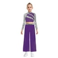 thumbnail image 5 of iiniim Girls Lyrical Dance Dresses 2PCS Ballet Crop Top with Flowy Chiffon Pants Sequin Gymnastics Outfits Purple 16, 5 of 7