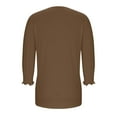 thumbnail image 5 of Women Shirts 3/4 Sleeve Crewneck Tunic Tops Button Solid Color Dressy Casual Ruffle Sleeve Shirt Business Blouses S-2XL, 5 of 6