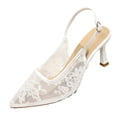 thumbnail image 2 of Aobny Teacher Shoes Ladies Shoes Stiletto High Heels Closed Pointed Toe Wingtips Shoes Ankle Strap Soft Toe White Pointy Toe Summer Shoes for Women,Size 42, 2 of 6