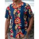 thumbnail image 3 of Camisas casuales con gráficos florales para hombres, ropa con estampado 3D, camisa hawaiana de playa, blusas Y2K de manga corta, ropa vintage, blusa con solapa, 3 of 5