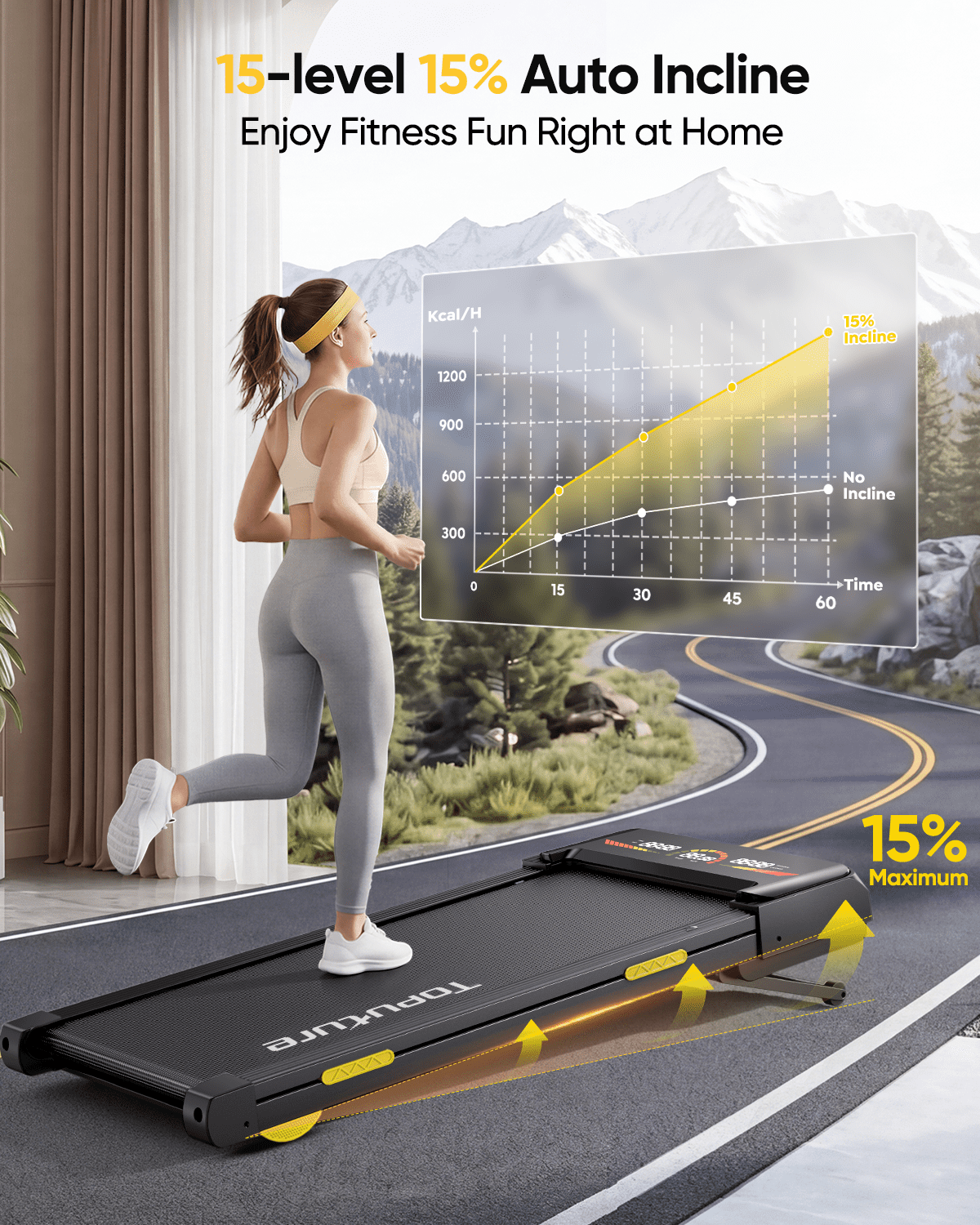 Toputure Walking Pad with 15-Level Auto Incline, UK | Ubuy