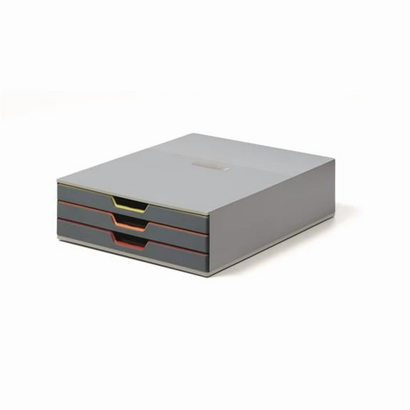 Varicolor 3 Drawer Desktop Storage Box, Gray & Multi Color