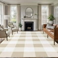 thumbnail image 2 of Cream White Buffalo Check 5x8 Area Rugs, Farmhouse Plaid Modern Geometric Non-Skid Rubber Backing Large Rectangle Rugs - Living Room Bedroom Home Office, Indoor Floor Mat Carpets Washable Rug, 2 of 9