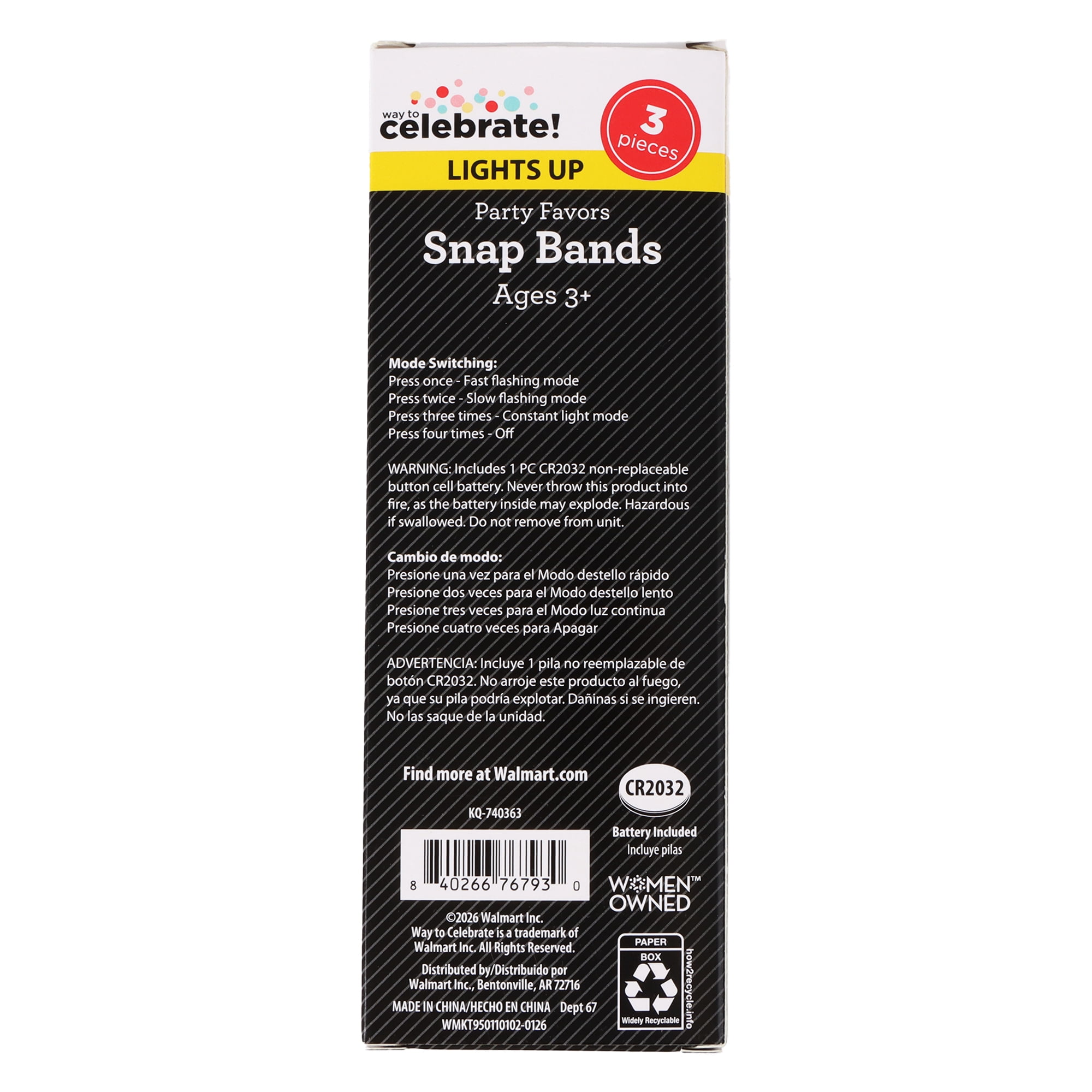 3 Count, LED Snap Bands in Orange, Green & Red, Party Favors, by Way To Celebrate
