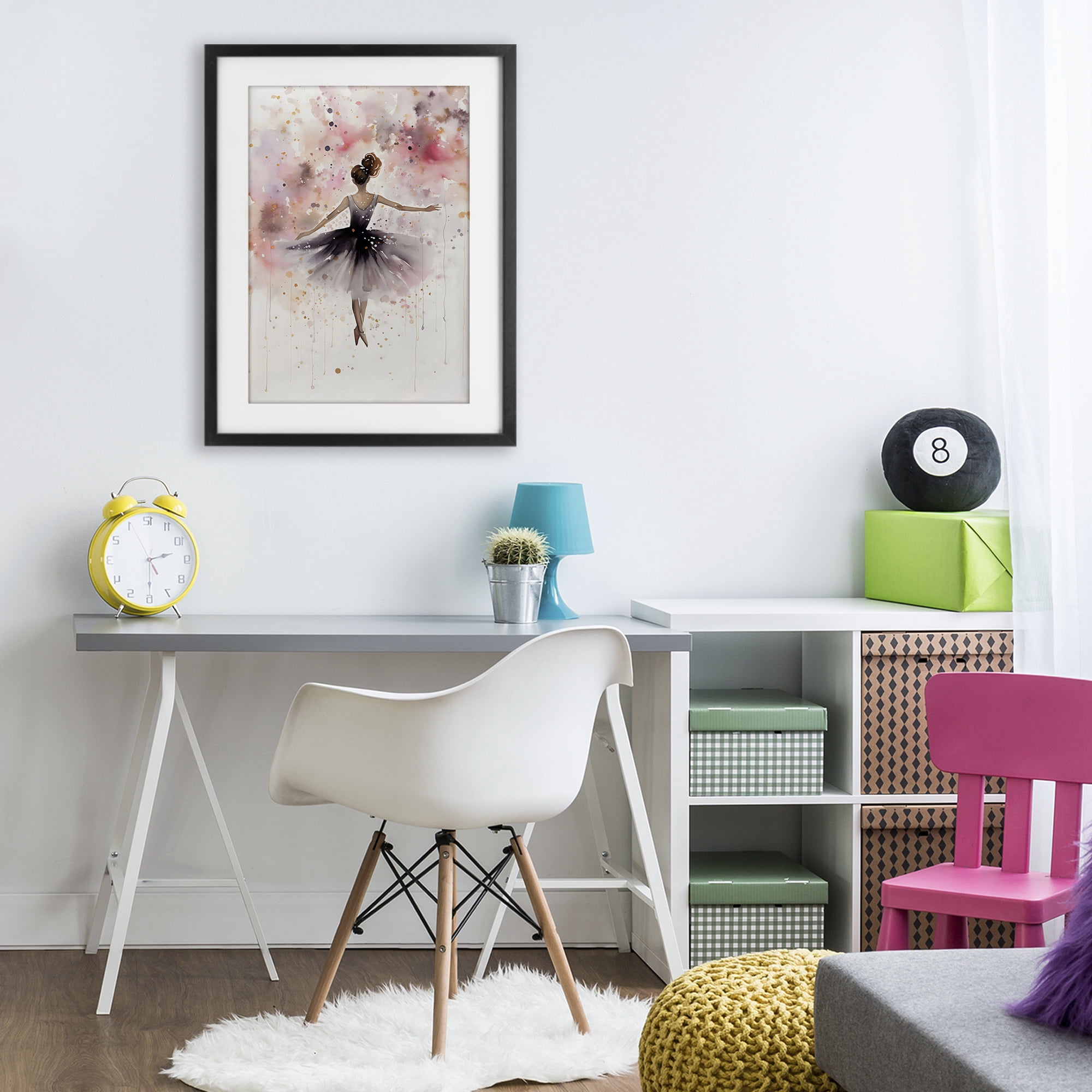 Stupell Industries Watercolor Ballerina Atmosphere Black Framed Print Under Glass, design by Creative Studio