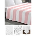 thumbnail image 6 of Anchor Pink King Size Flat Sheet, Wrinkleproof & Fadeproof Cooling Flat Bed Sheet Only, Modern Navy Blue White Striped Nautical Breathable Soft Bedding Top Sheets 105 x 98 Inches, 6 of 8