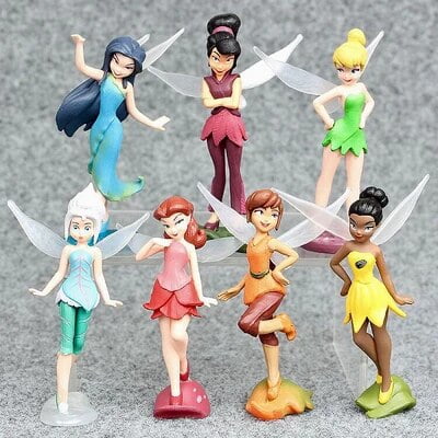 Disney-mini figura de acción de la princesa Tinker Bell para niños, modelo de juguete de colección de Anime, 10cm, 7 piezas por juego