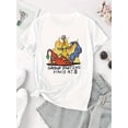 thumbnail image 2 of [Confort Quotidien] T-Shirt Graphique "le Pet de Groupe Commence à 8 Pouces - Col Rond Décontracté Manches Courtes, Haut d'Été Confortable en Polyester Mélangé avec des Personnages de Dessins Animés Colorés Fête des Pères, Fête des Mères, 2 of 6
