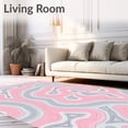 thumbnail image 2 of ODIKA 3'x5' Machine Washable Non-Slip Area Rug, Abstract Waterway Contour Interlocking Design with Artistic Brushwork High Traffic Rug with Pad, Pink, 471158, 2 of 8
