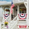 thumbnail image 4 of Super Tough 18in x 36in Patriotic Bunting Flag - Shiny Knit Polyester American Pleated Fan Flag with Brass Grommets Suitable for Outdoor and Indoor Use - Red White and Blue, 4 of 6