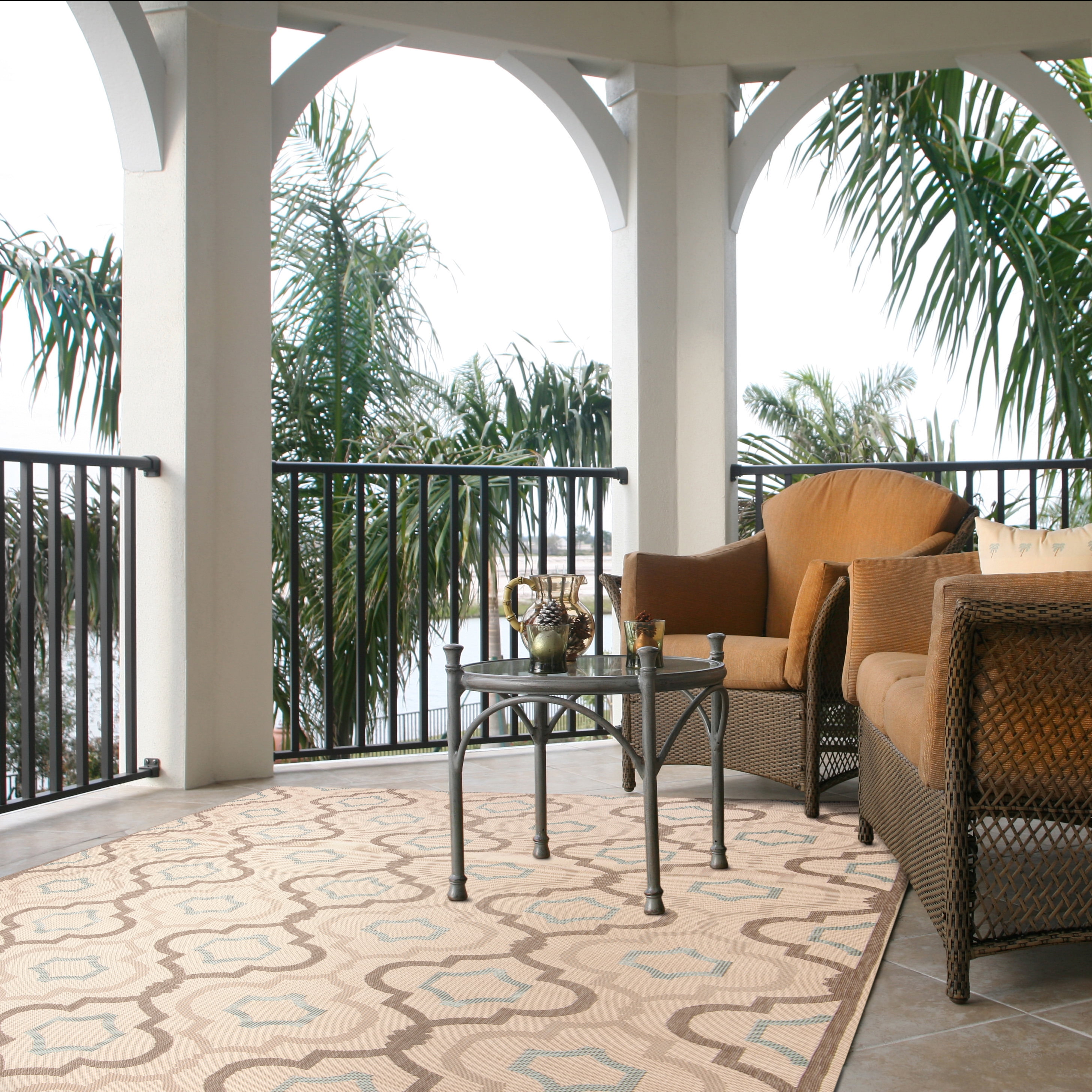 Safavieh Courtyard Bayon Geometric Indoor/Outdoor Area Rug, Beige/Dark Beige, 2'7" x 5'