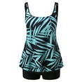 thumbnail image 4 of XFHLMJFF Women's Sexy Tankini Swimsuit Summer Beach Plus Size Tropical Print Wide Strap Two Piece Bathing Suit Tank Tops With Shorts Lightweight Swimwear, 4 of 9