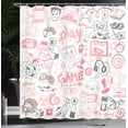 thumbnail image 3 of Ambesonne Video Games Shower Curtain, Monochrome Gaming 90s, 69"Wx84"L, Pale Pink, 3 of 4