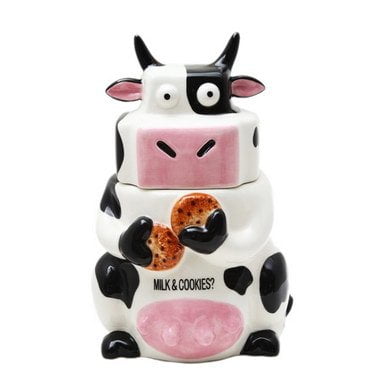 Ceramic Cow Cookie Jar Black White 10 Inches H Walmart Com Walmart Com