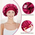 thumbnail image 4 of Gorro de dormir de satén elástico de ala ancha para mujer, gorro de quimioterapia, gorro para el cuidado del cabello de color sólido, 4 of 6