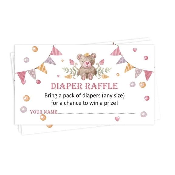 Inkdotpot 30Teddy Bear Baby ShowerDiaper Raffle Ticket Lottery Insert Cards Supplies Games For Baby Shower Party Bring A Pack Of Diapers To Win Favors Gifts And Prizes
